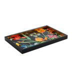 Redoute Floral Blk Tray 8 7/8 x 13 3/4