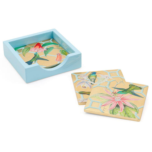 Hummingbird Trellis Coasters Set/4