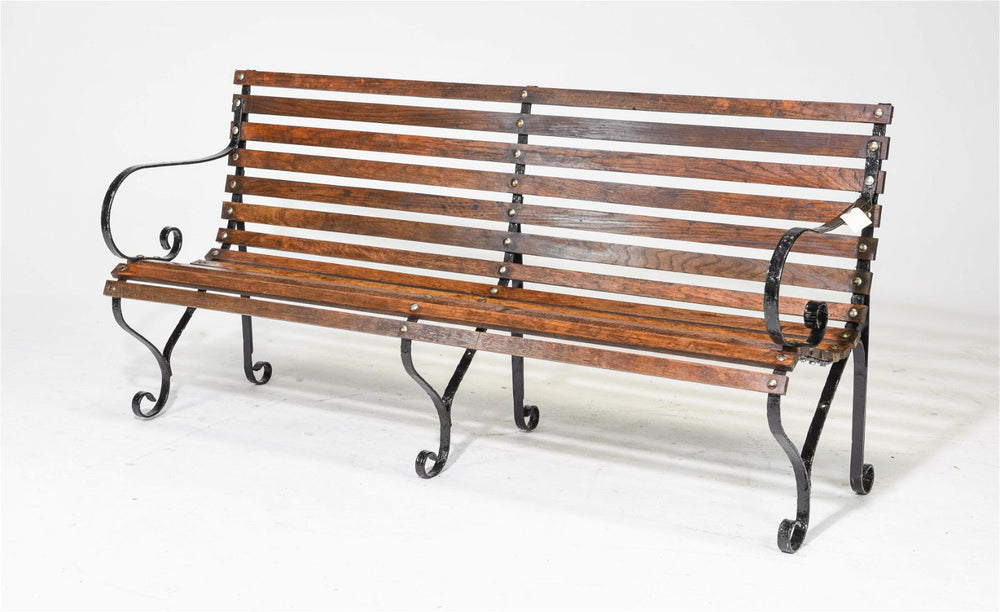 Brit Wood and Iron Bench 72x21x35h