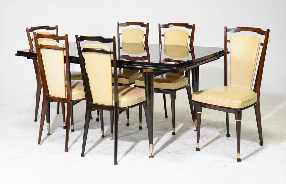 French Mod Mah Table and 6 Chairs