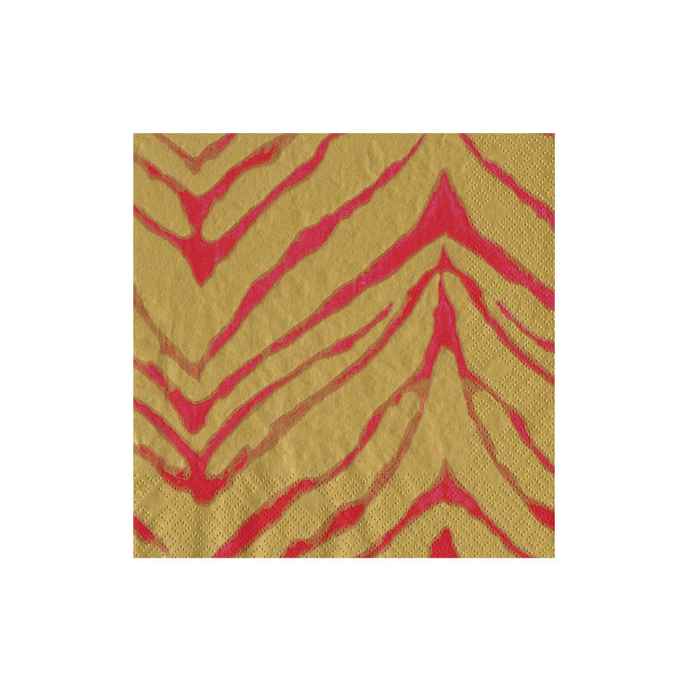 Go Wild Fuchsia and Gold Cocktail Napkins 5x5"