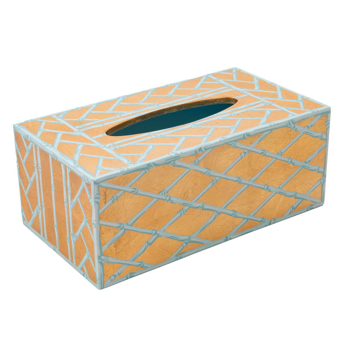 Bamboo Screen Robin's Egg Tissue Box Cover 9.75x5.375x3.875"h