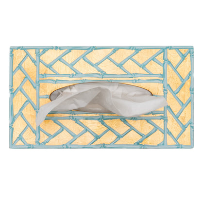 Bamboo Screen Robin's Egg Tissue Box Cover 9.75x5.375x3.875"h