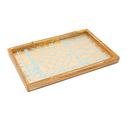 Bamboo Screen Robin's Egg Vanity Tray 13.75x9x1.25"h