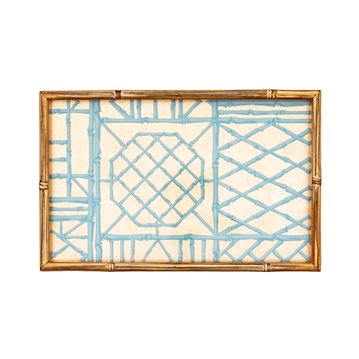 Bamboo Screen Robin's Egg Vanity Tray 13.75x9x1.25"h