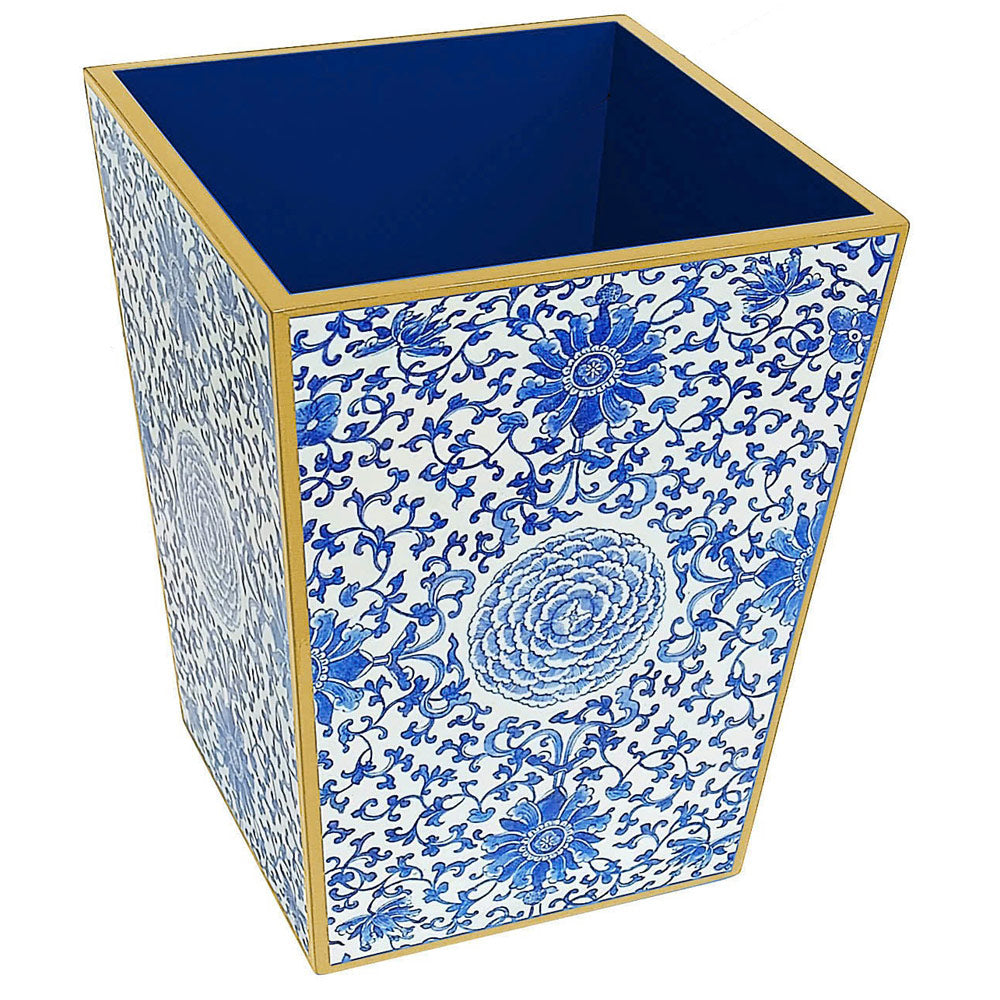 Indigo Garden Wastebasket 8.5x8.5x11"h