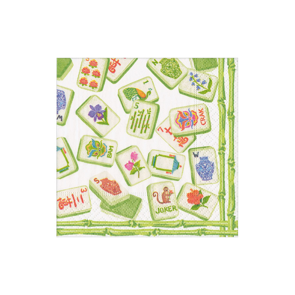 Mahjong Green Cocktail Napkins 5x5"