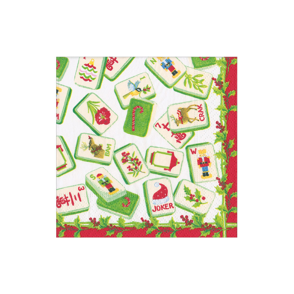 Christmas Mahjong Cocktail Napkins 5x5"