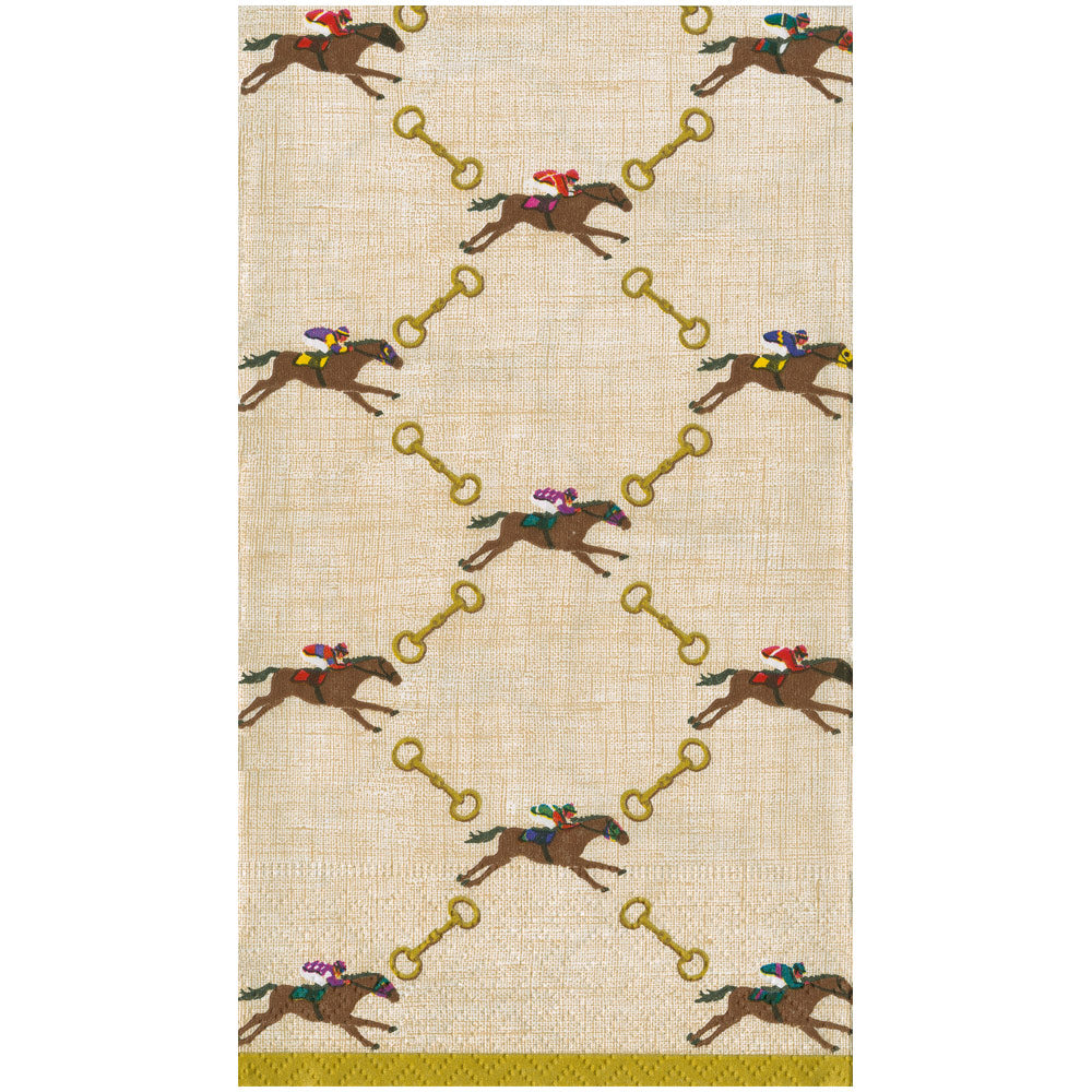 And They're Off Linen Guest Towels 4.25x7.75"