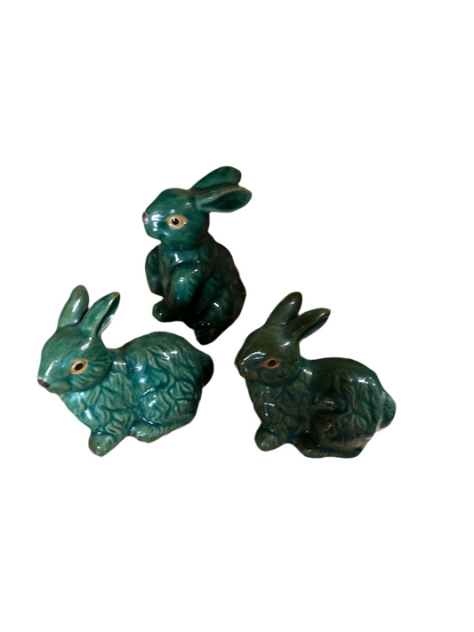 SMALL CERAMIC GREEN BUNNIES