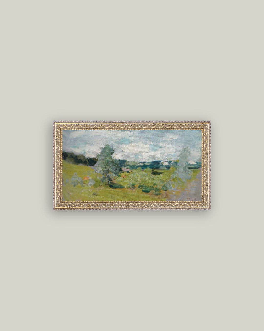 Abstract Landscape Framed Antique Art: 12x7