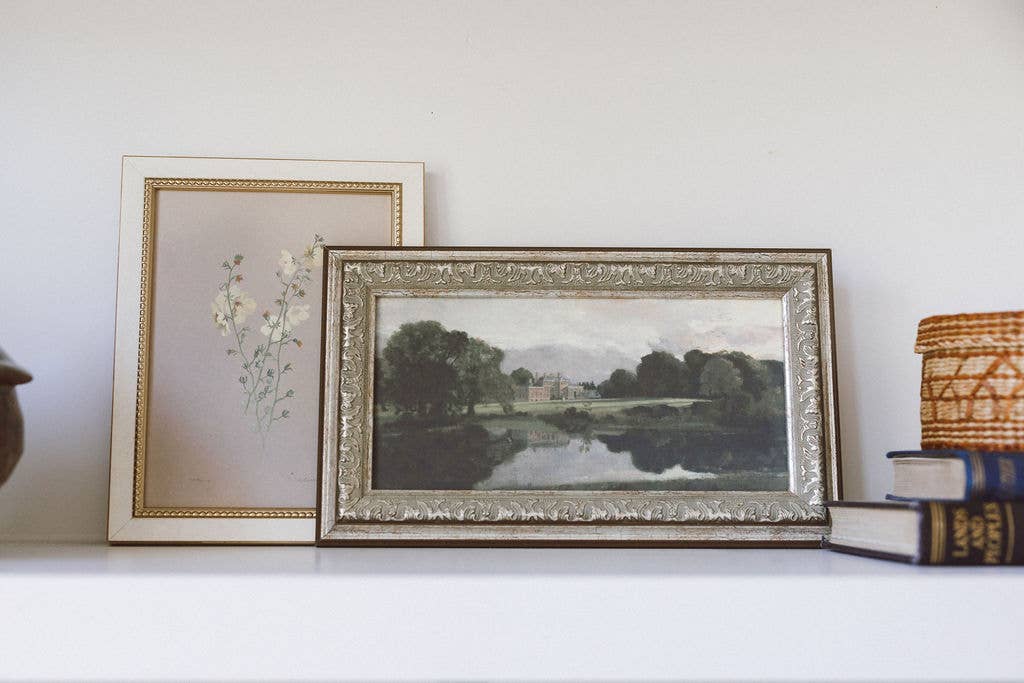 Malvern Hall in Warwickshire Framed Antique Art: 12x7