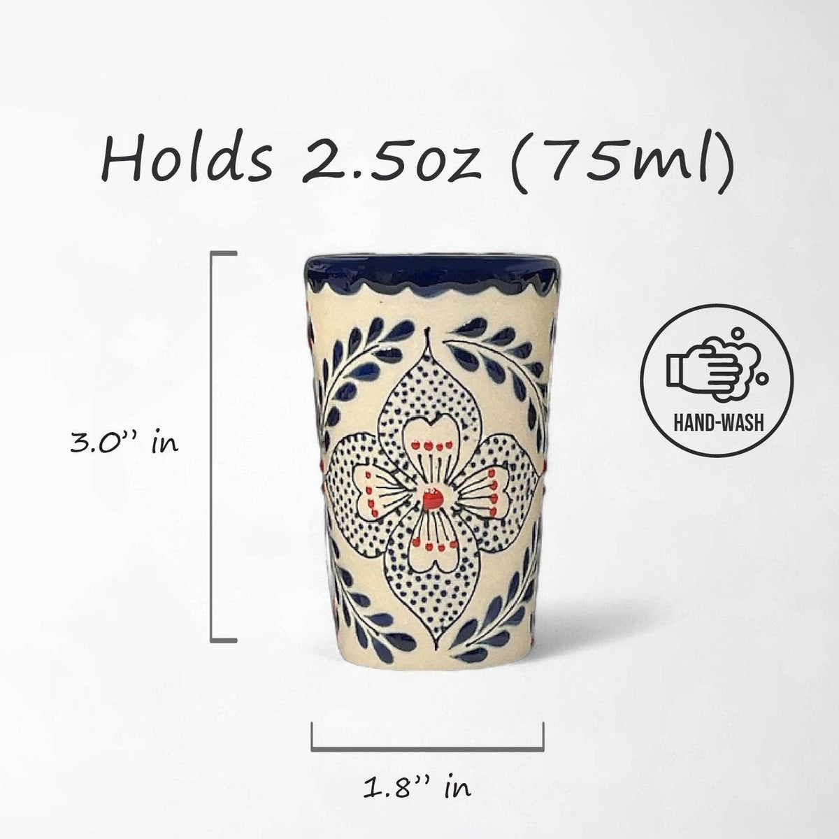 Shot Glasses, Talavera Design, Made in Mexico, Barware
