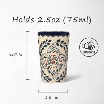 Shot Glasses, Talavera Design, Made in Mexico, Barware
