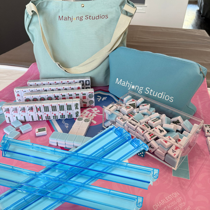 Bamboo Sky Mahjong Set 166 Tiles/Mat/Racks/Bag