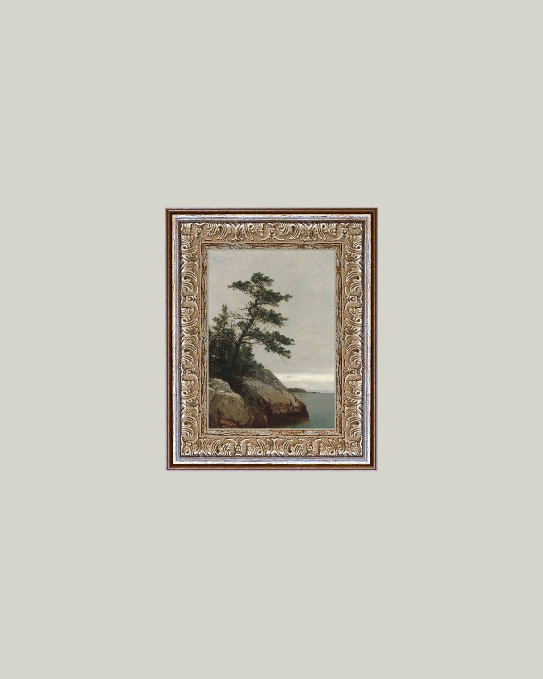 Ocean Side Framed Antique Art: 12x16