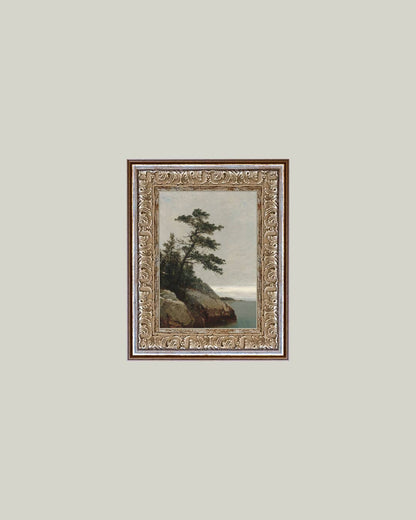 Ocean Side Framed Antique Art: 12x16