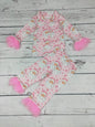 Baby Girls Pink Santa Printed Christmas Pajamas: 2T