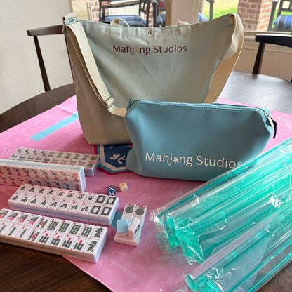 Bamboo Sky Mahjong Set 166 Tiles/Mat/Racks/Bag