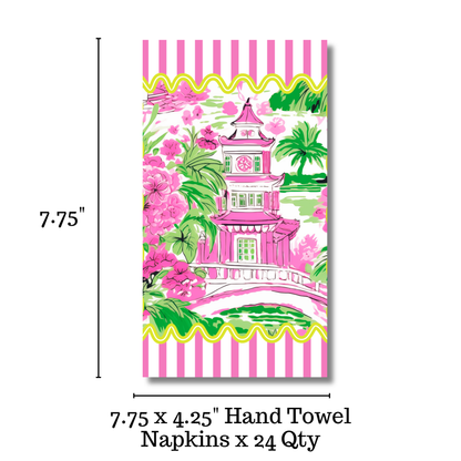 Chinoiserie Pink Stripes 24ct Guest Napkins