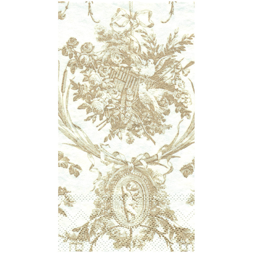 Romantic Toile Gold Guest Towels 4.25x7.75"