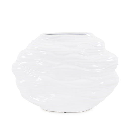 Ebb Glossy White Vase 10"h