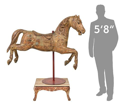 Antique Bayol Carousel Horse on Stand
