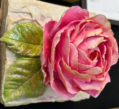 4X4 inch Rose Sculpted Artwork: Pink