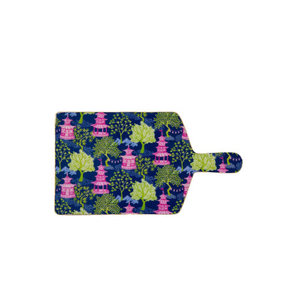 Garden Party Enameled Rectangular Charcuterie Board 6x10: Navy & Lime