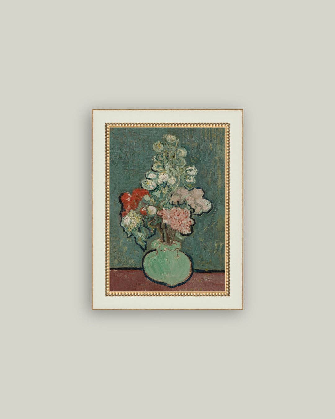 Green Vase Framed Antique Art: 11x15