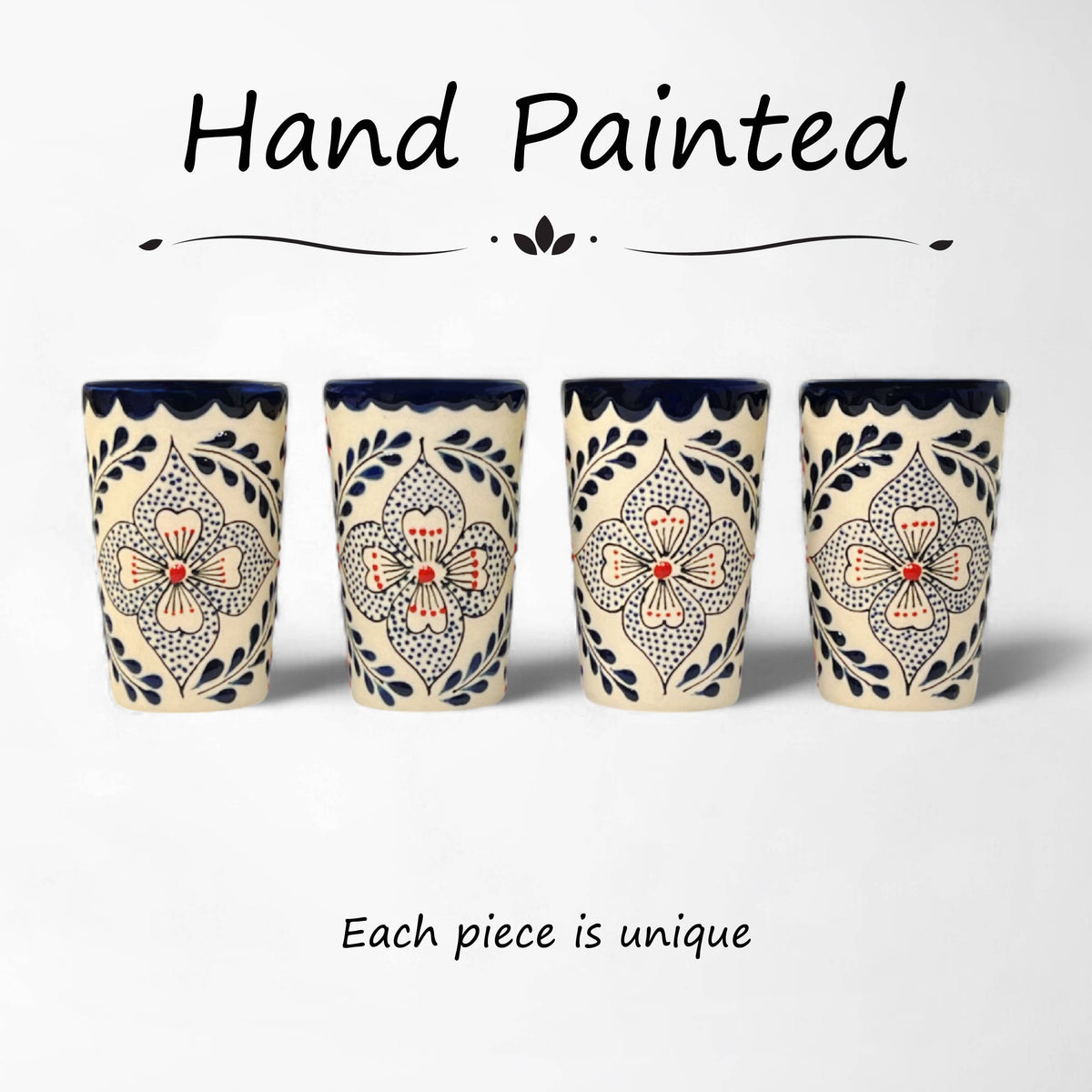 Shot Glasses, Talavera Design, Made in Mexico, Barware