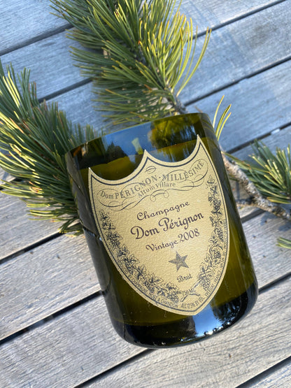 Recycled Dom P Bottle - Vintage Label Candle: Amber/Sandalwood/Leather