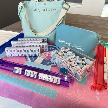 Bamboo Sky Mahjong Set 166 Tiles/Mat/Racks/Bag