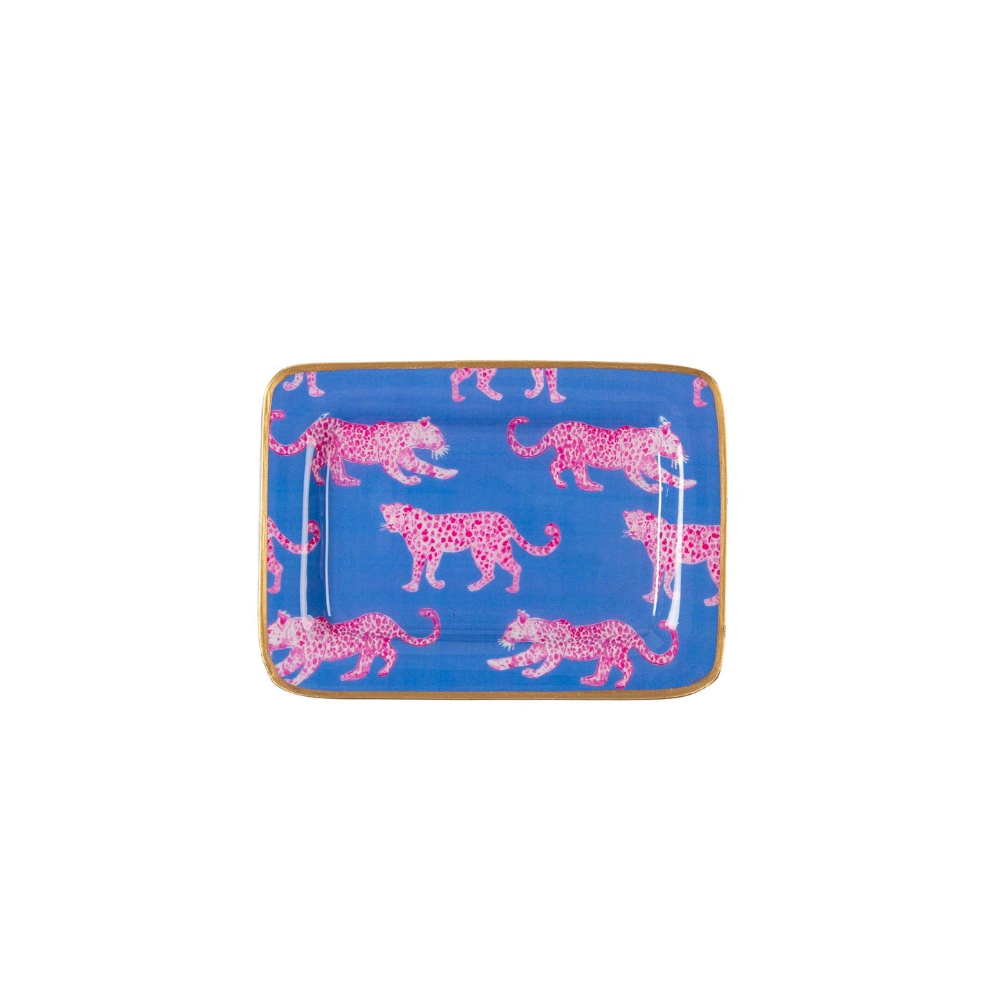 Pink Leopards Enameled Laney Tray: Pink