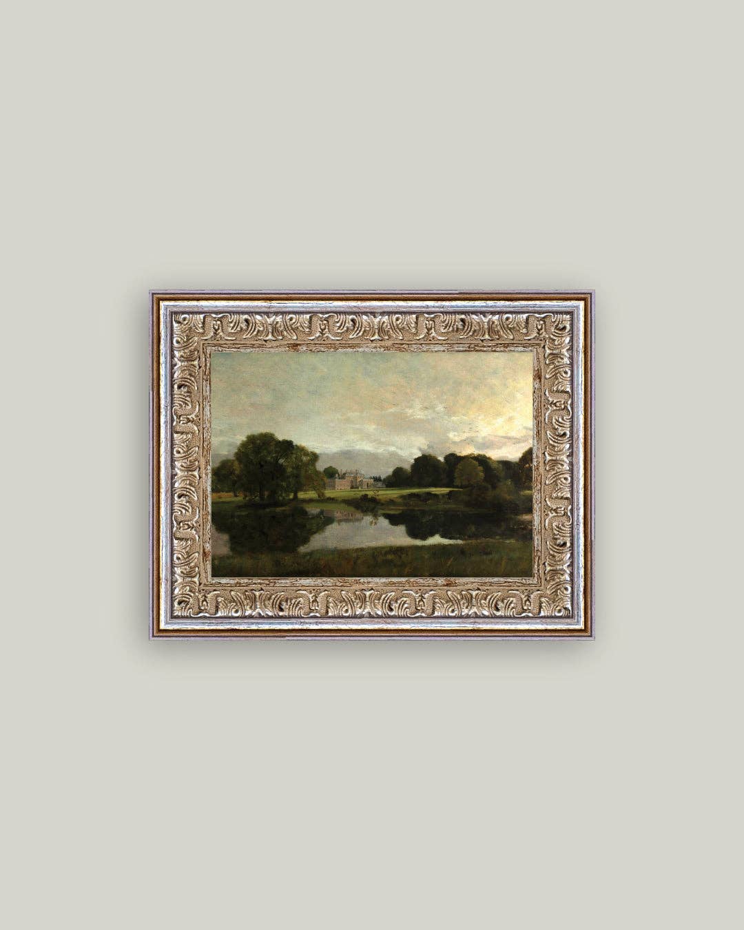 Malvern Hall in Warwickshire Framed Antique Art: 12x7