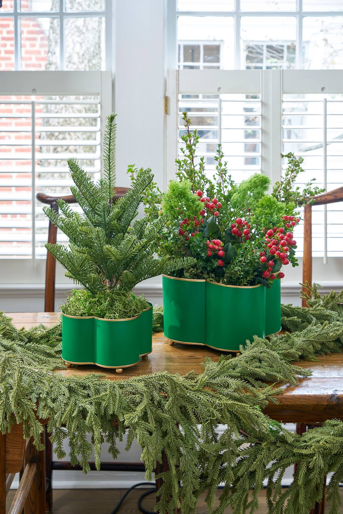 Mattie Quatrefoil Cachepot Planter - Emerald Green: Emerald Green / 6 x 12