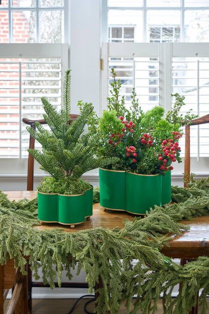 Mattie Quatrefoil Cachepot Planter - Emerald Green: Emerald Green / 6 x 12