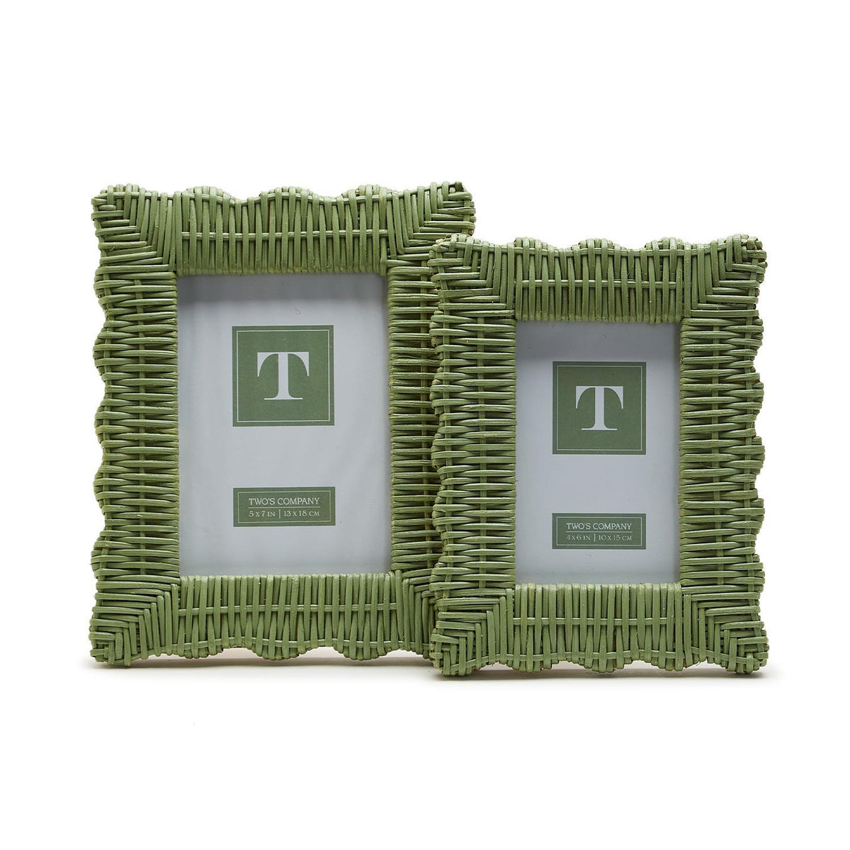 Green Wicker Weave Photo Frames Set of 2 (4x6 and 5x7)