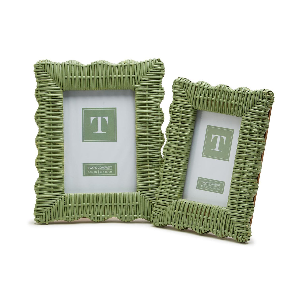 Green Wicker Weave Photo Frames Set of 2 (4x6 and 5x7)
