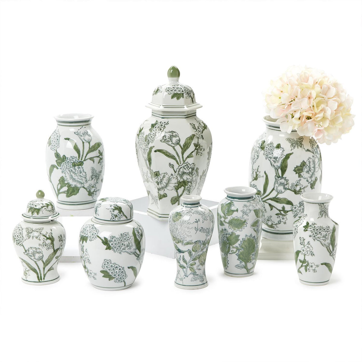 Primrose and Lotus Green and White Chinoiserie Collection