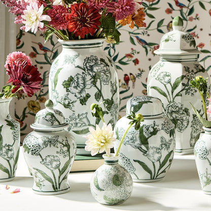 Primrose and Lotus Green and White Chinoiserie Collection