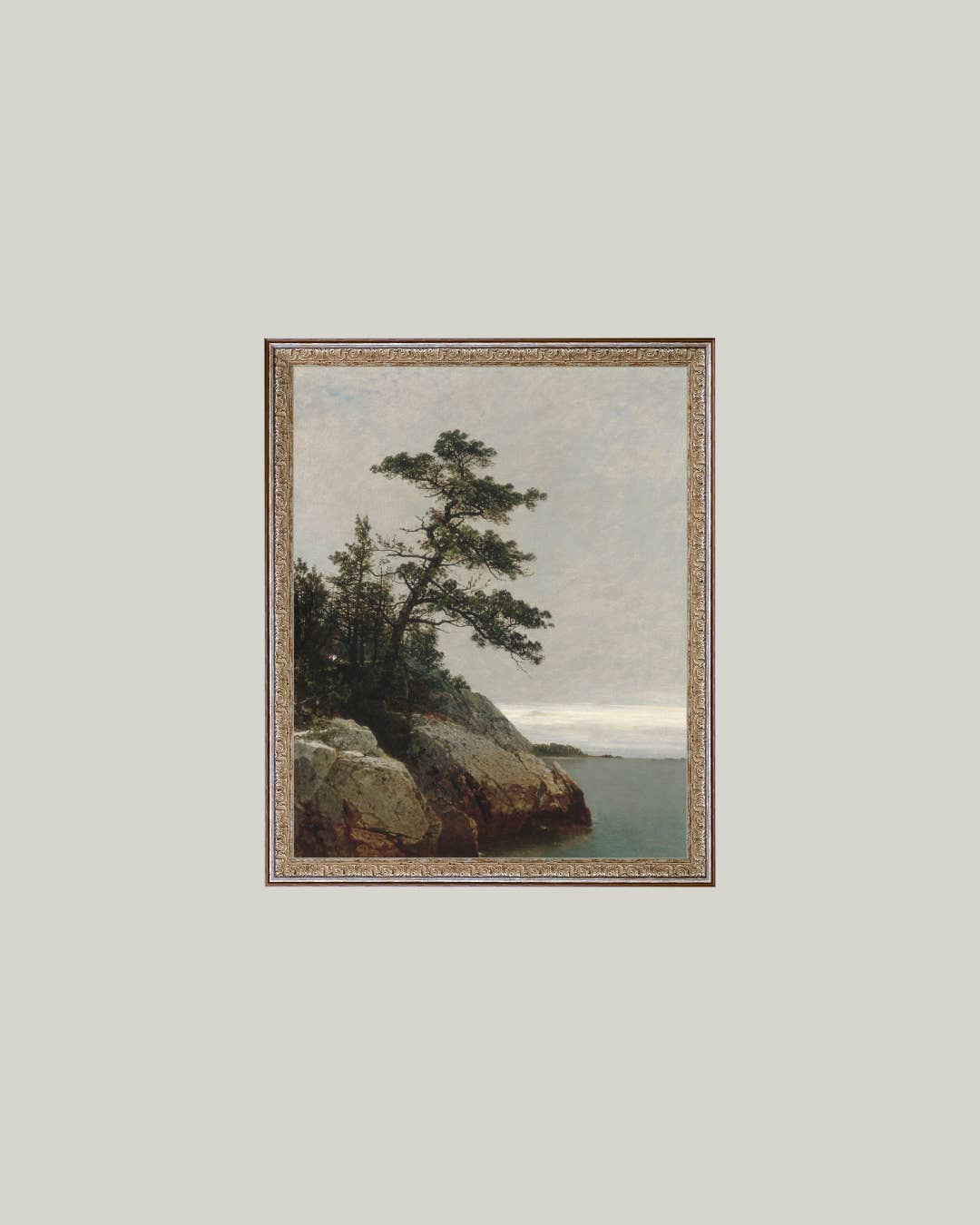 Ocean Side Framed Antique Art: 12x16