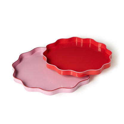 Set of 2 Scalloped Trays, Two Colorways