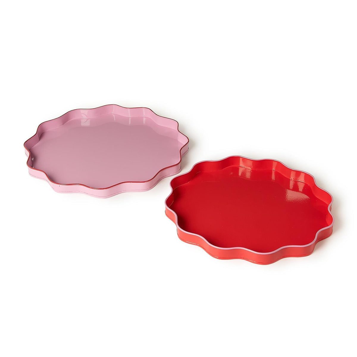Set of 2 Scalloped Trays, Two Colorways