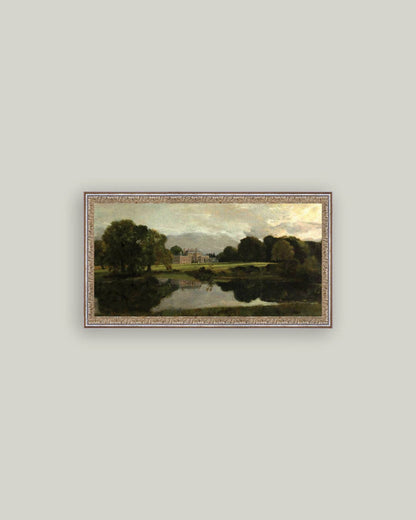 Malvern Hall in Warwickshire Framed Antique Art: 12x7