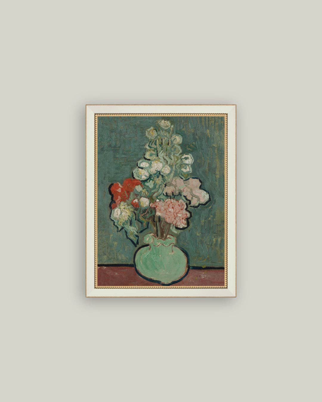 Green Vase Framed Antique Art: 11x15