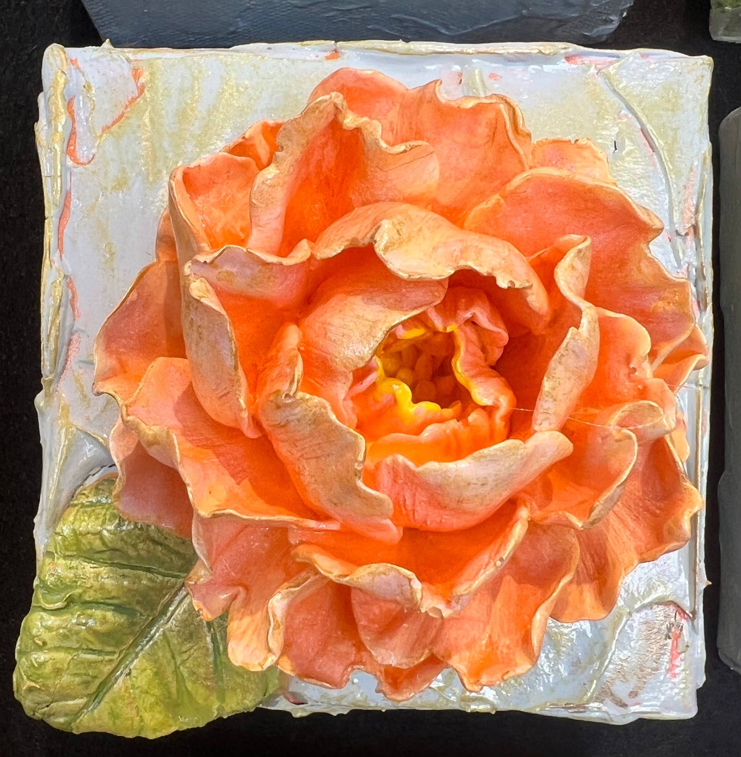 4X4 inch Peony Sculpted Artwork: Pink