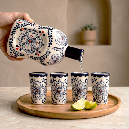 Shot Glasses, Talavera Design, Made in Mexico, Barware