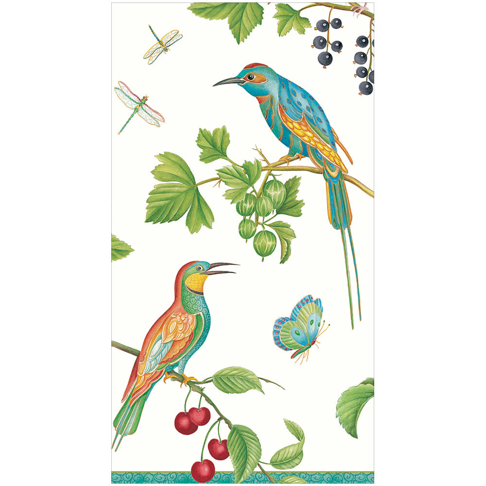 Jeweled Birds Ivory Guest Towels 4.25x7.75"