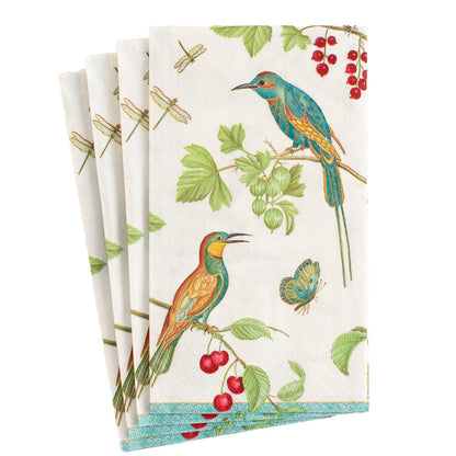 Jeweled Birds Ivory Guest Towels 4.25x7.75"